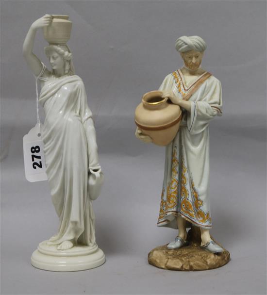 Two Royal Worcester figures of water carriers after James Hadley, H 24cm (tallest)